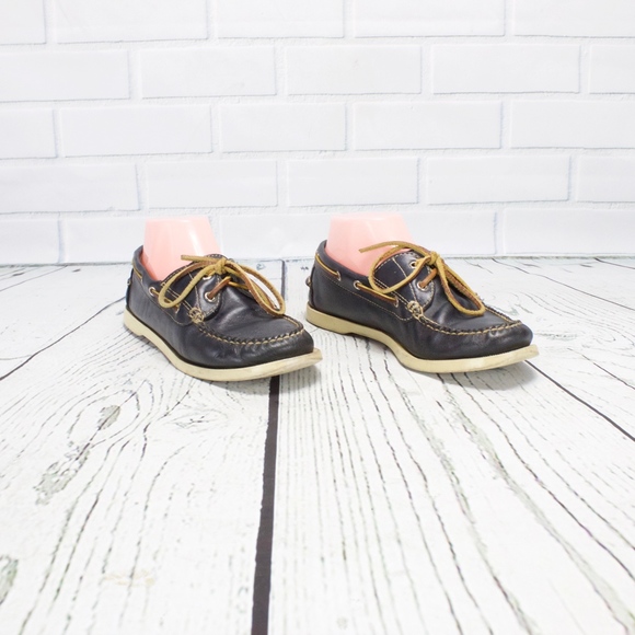 LL Bean Signature Blue Leather Boat Shoes Size 7 - Picture 4 of 8